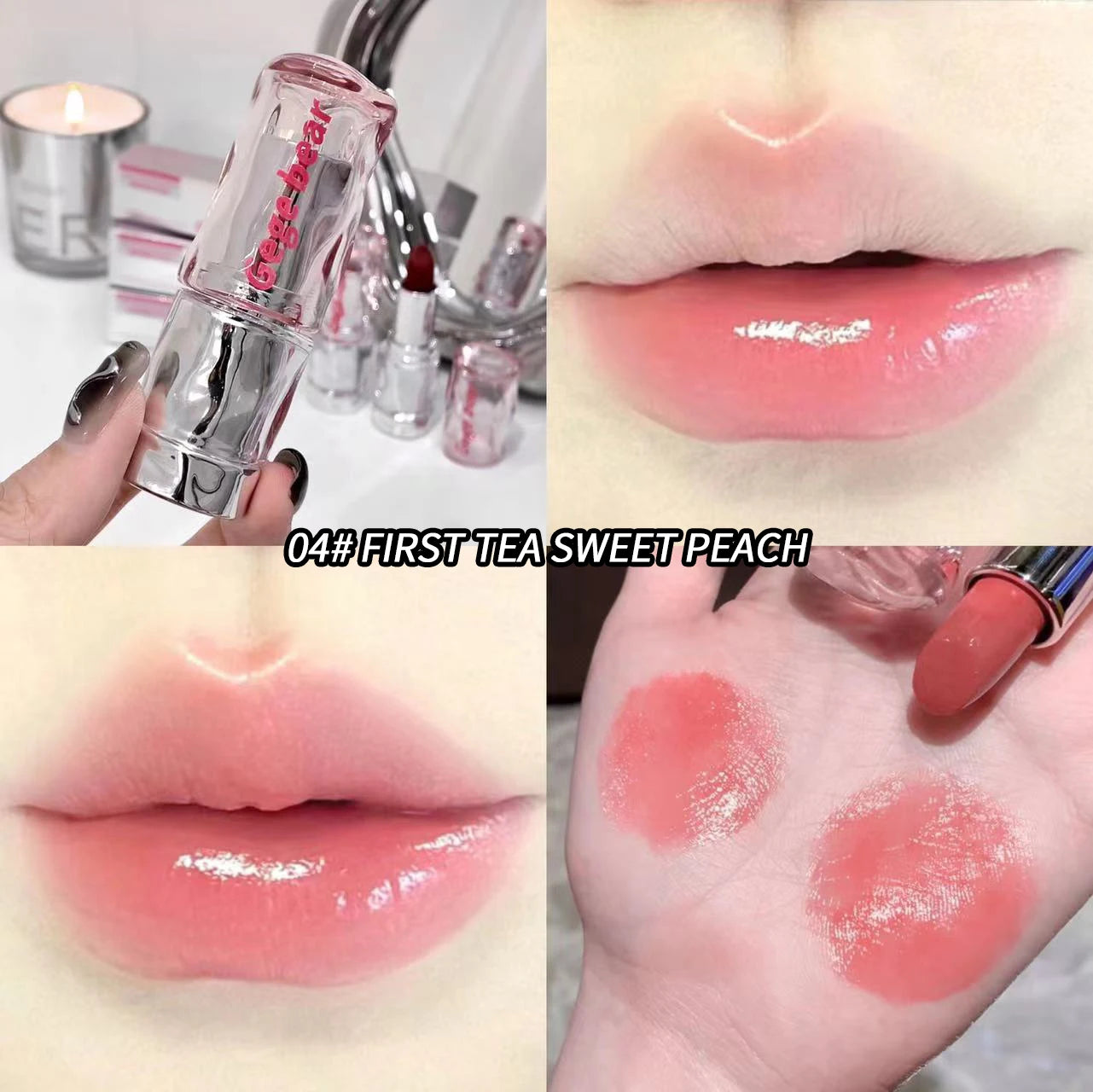 Gege bear Lightweight and translucent lipstick Watery Lip Gloss Lightweight Moisturizing Non-clumpy Ombre-lip Non-sticky