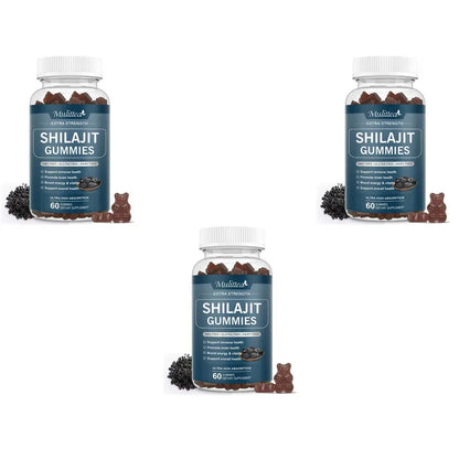 Mulittea Pure Organic 100% Shilajit Gummies with 85+ Trace Mineral & Fulvic Acid Support Energy and Immune Male Hormone