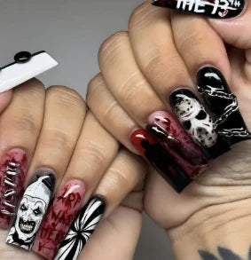 24pcs Halloween Press on Nails Sweet & Cool Jack-o'-Lantern Fake Nail Short Almond Cute & Cuddly Ghost False Nail for Women&Girl