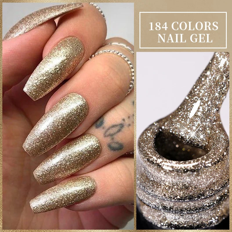 LILYCUTE 5ml Line Art Gel Nail Polish Gold Silver DIY Drawing Gel Reflective Glitter Design Semi Permanent Painting Gel Varnish