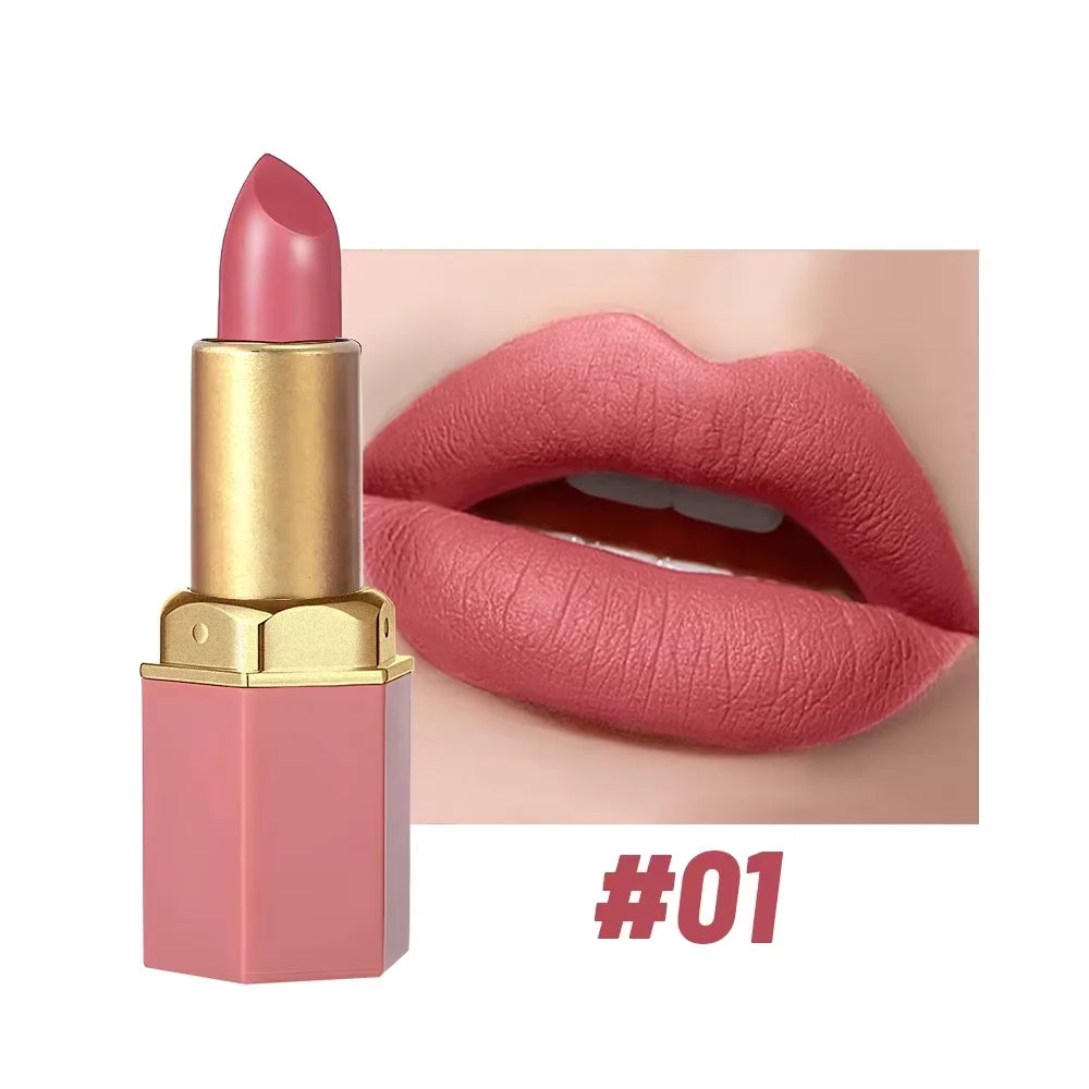 6-Color Matte Lipstick Set, Non-Fading, Non-Stick Cup Long-Lasting Velvet Finish, Smooth Matte Lip Color Waterproof Smudge-proof