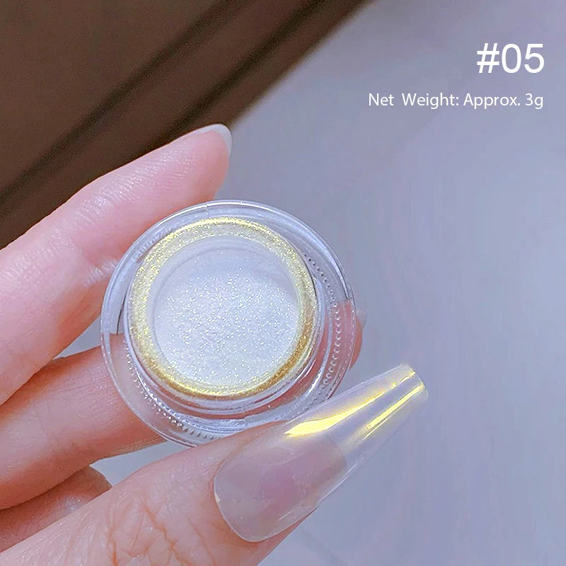 NICOLE DIARY 5g Aurora Pearl White Pink Nail Powder Pigments Metallic Rubbing Dust Moonlight Effect Nail Arts Decoration