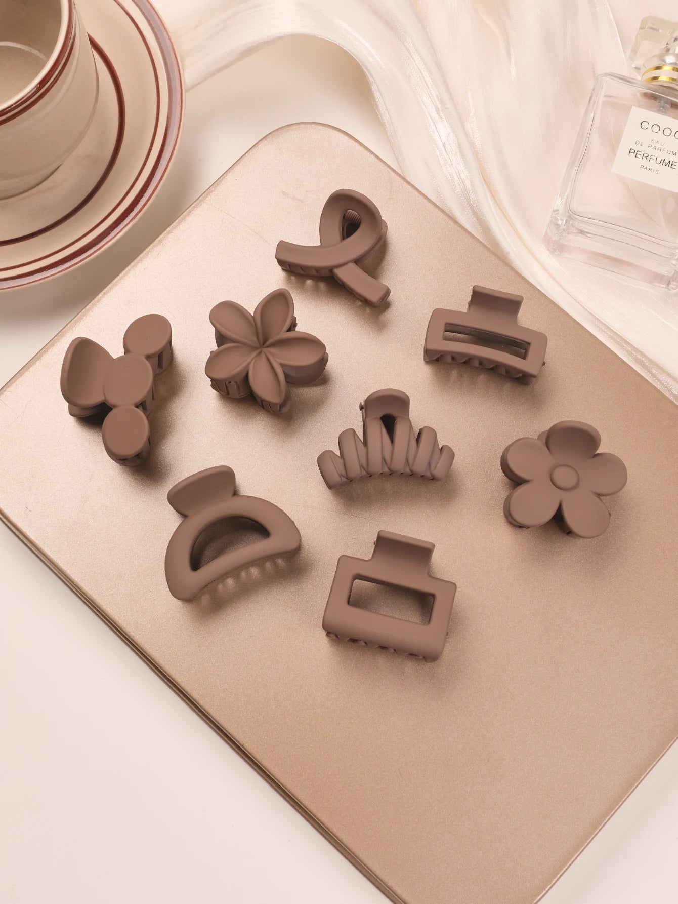 5 Pcs Small Flower Hair Claw Clips for Women Girls,Matte Rectange Jaw Clips,Semicircle Barrettes for Thin Hair