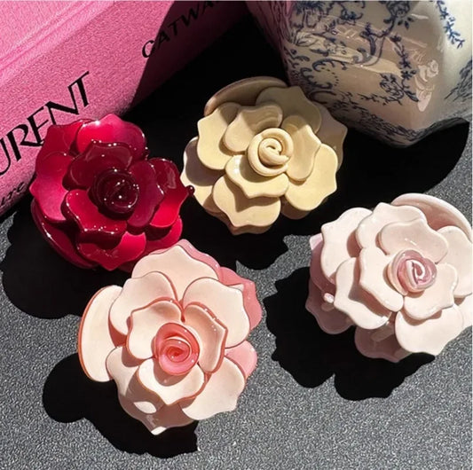 New French Three-dimensional Camellia Hair Claw Acetate Elegant Flower Crab Hair Clips Hair Accessories Headdress for Women Girl