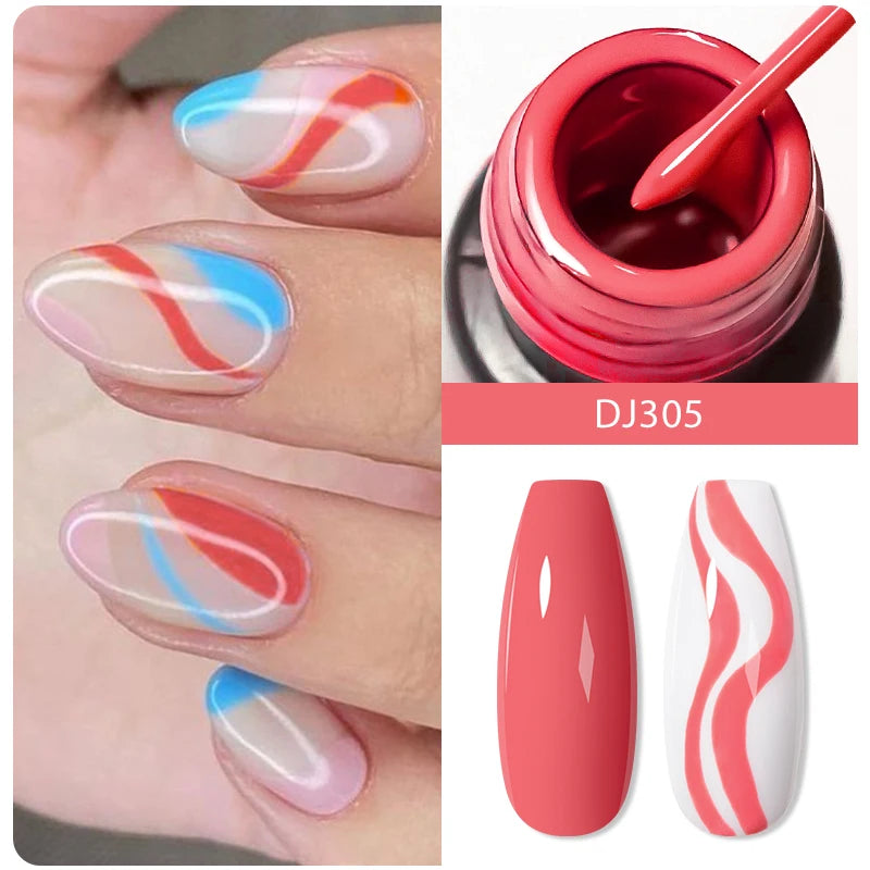 MEET ACROSS 5ml Sliver Metallic Liner Gel Nail Polish Super Bright Mirror Effect Painting Drawing Line Graffiti Stripe Nail Art