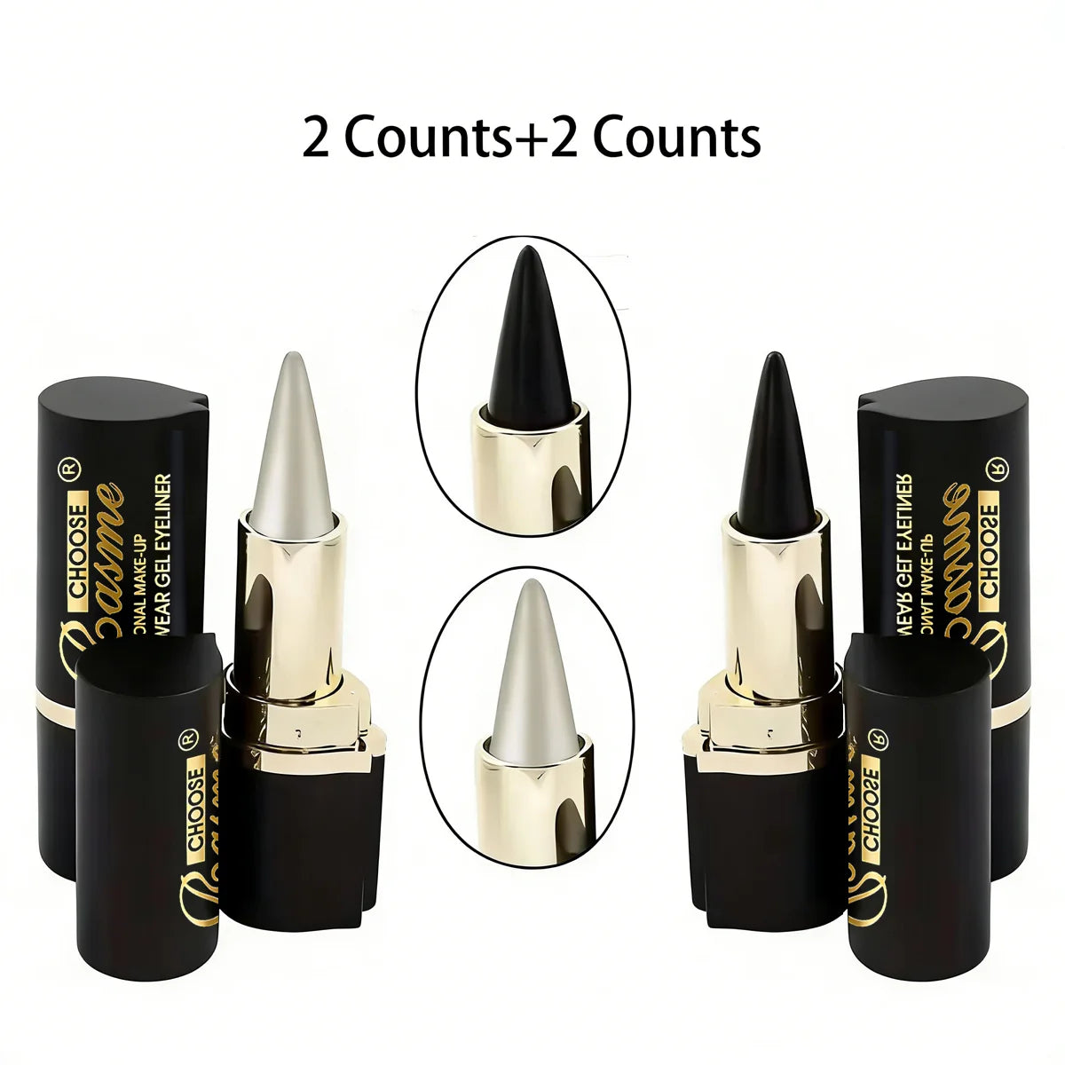 Black/Silver Creamy texture Eyeliner, 1 Count 2 Counts Easy Coloring High Pier Pencil, Daily Makeup Accessories for Women and