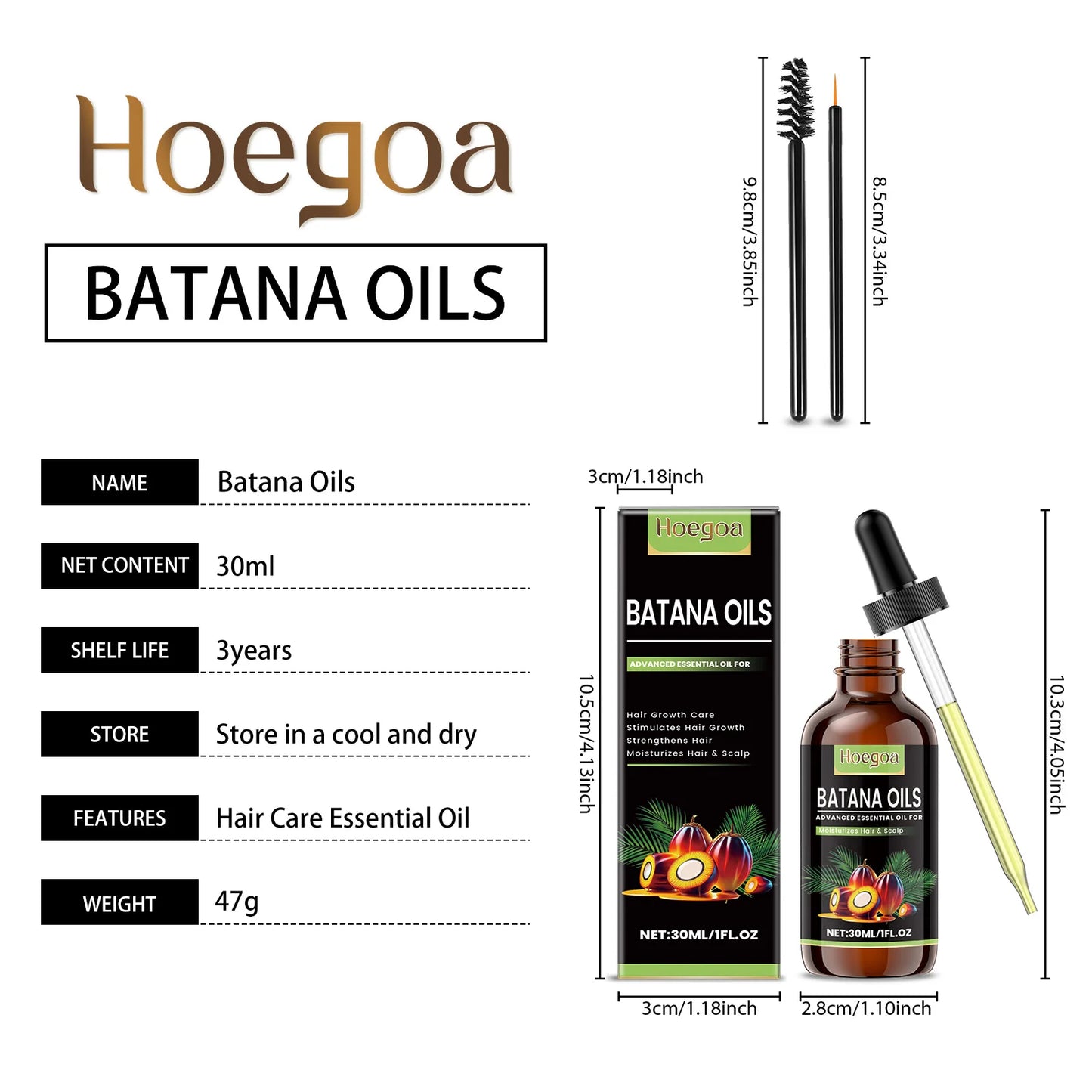 Batana Hair Care Essential Oil Smooth Shine Anti-Frizz Hair Serum Promote Hair Growth Strengthening Nourishing Scalp Care Oil