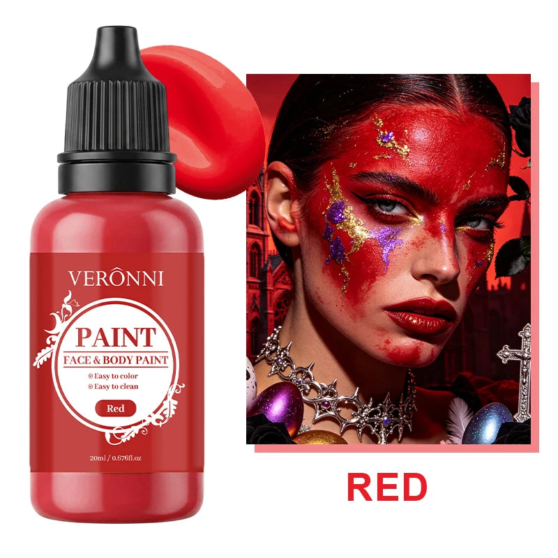 20ml Water Based Face Body Paint Single Bottle Safe Non-toxic For Halloween Party Cosplay Makeup Easy To Wash Off For Kids Adult