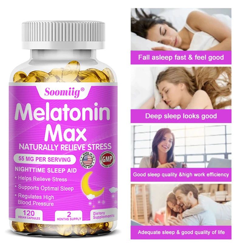 Melatonin 55mg - with MSM, Zinc, Vitamin D3 & B6, Fall Asleep Faster, Stay Asleep Longer, Easy To Take, Vegan Non-GMO Supplement