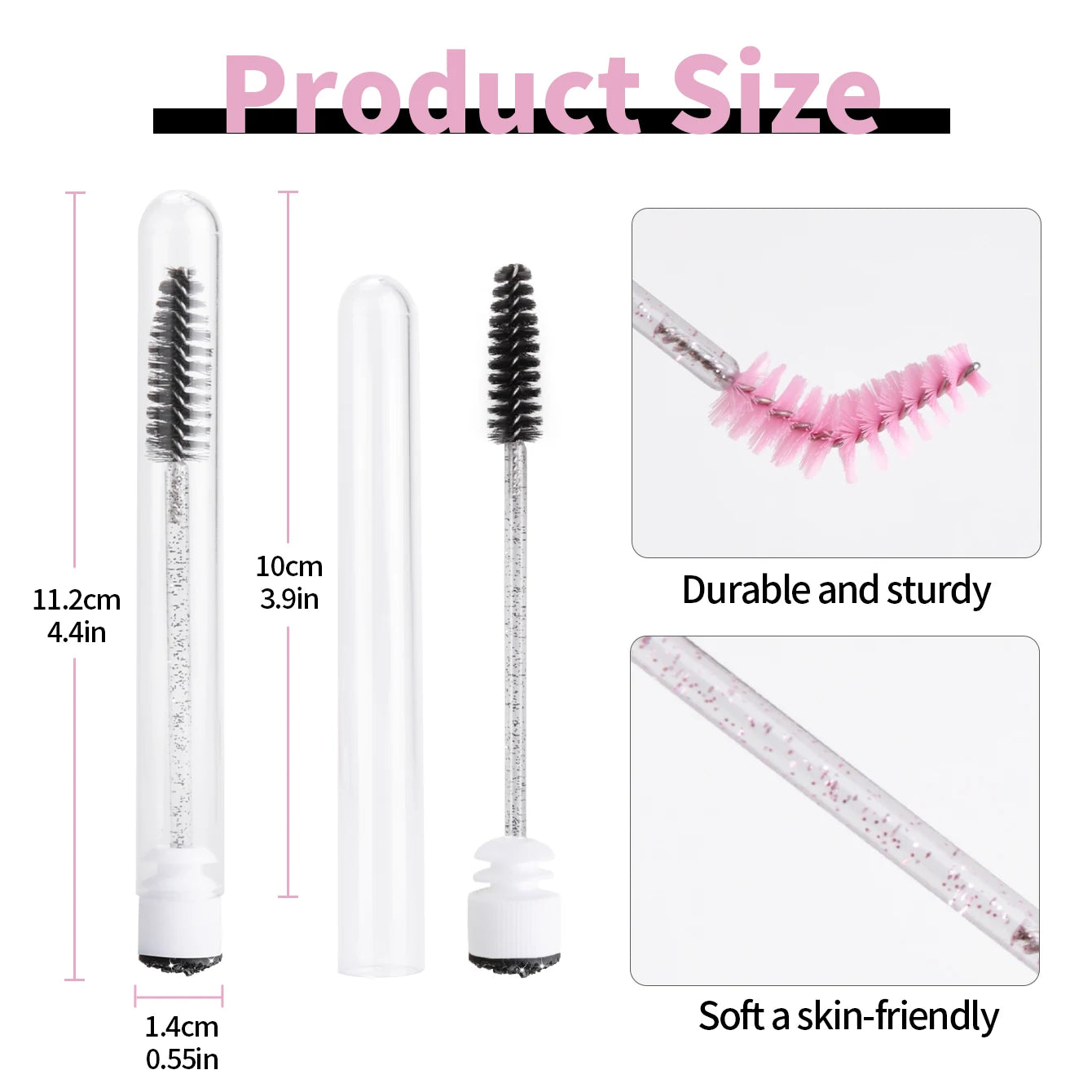 100Pcs Disposable Eyelash Brushes Reusable Eyelashes Brush Tube Mascara Wands Tubes Dust-proof Lash Spoolies Storage Makeup Tool