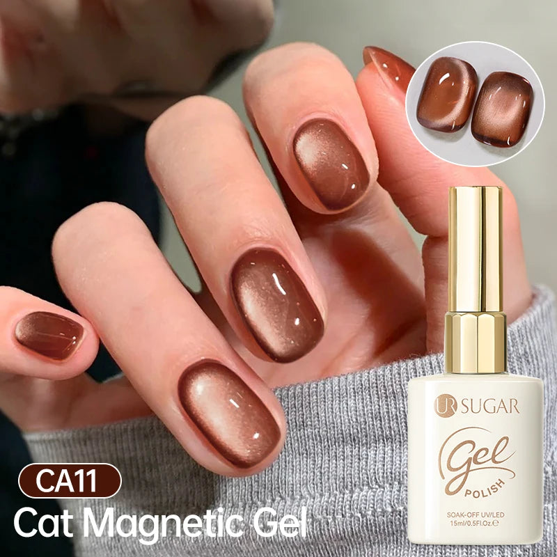 UR SUGAR 15ml Jelly Pink Cat Magnetic Gel Nail Polish Glitter ICE Soak Off Ceramic UV Gel Semi-permanent Nail Supplies Manicure