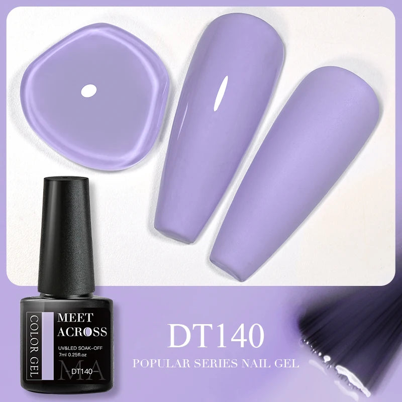 MEET ACROSS 7ml 140 Colors Glitter Gel Nail Polish Fluorescent Laser Semi Permanent Soak Off Nail Art UV Gel Varnish Manicure