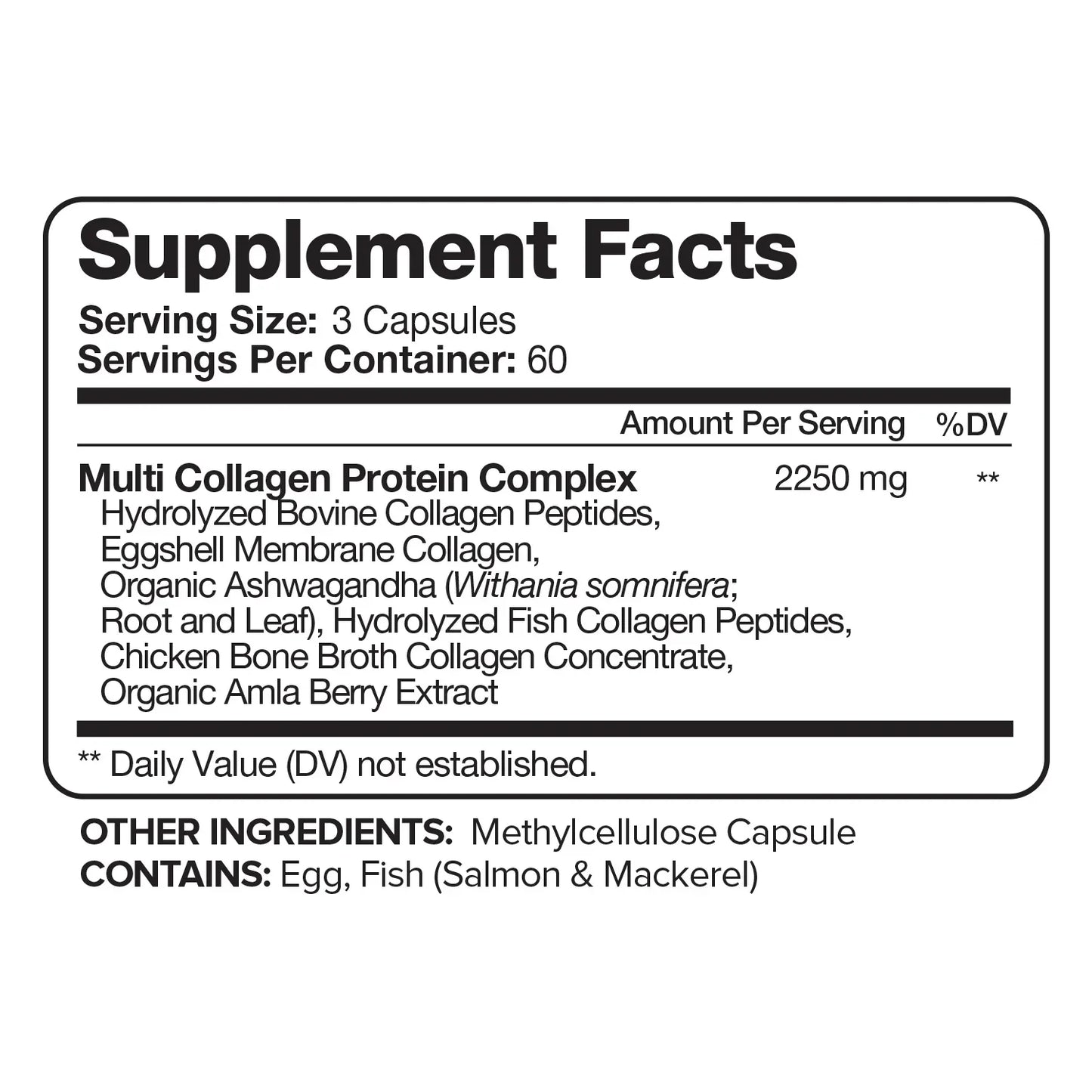 High Strength Collagen Complex - Protein Supplement for Firm Skin, Healthy Joints, Hair and Nails, 120 Capsules