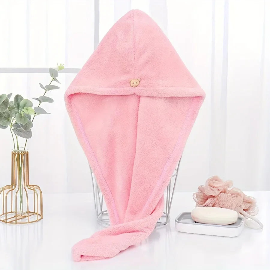 Ultra-Absorbent Microfiber Hair Towel - Double-Layered, Quick-Dry Design - Ideal for Shower, Gym & Spa Use