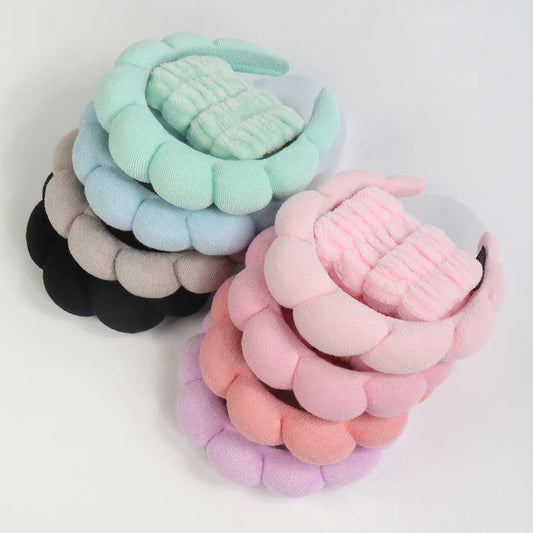 3Pcs Set for Women Washing and Bathing Cloud Sponge and Makeup Removal Headbands