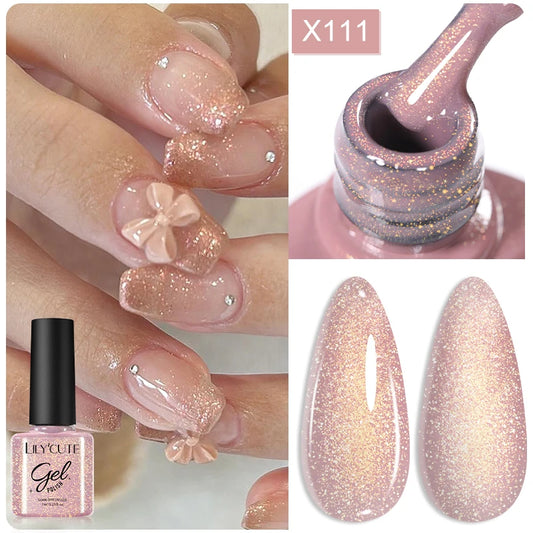LILYCUTE 6PCs/Set Gel Nail Polish Set Kit Glitter Nail Gel Sequin Vernis Semi Permanent For Manicure Varnish UV LED Nail Art Gel