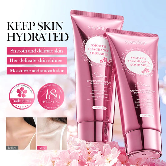 Cherry Blossom Moisture Crystal Glow High Gloss Dating Cherry Blossom Scent Body Lotion Deep Moisturizing Hydrating Body Lotion