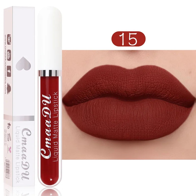 Long-Lasting Velvet Matte Lip Gloss – Liquid Lipstick, Red Lip Makeup for Women, Waterproof, Moisturizing Lip Gloss