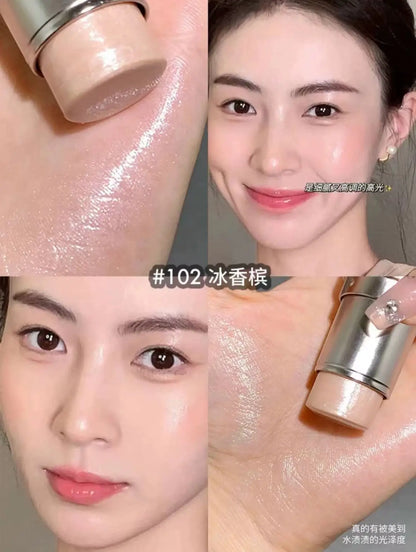 KAXIER High Gloss Stick Highlighter Blush Water Light Shimmer Waterproof Face Contour Illuminator Brighten Contouring Rouge