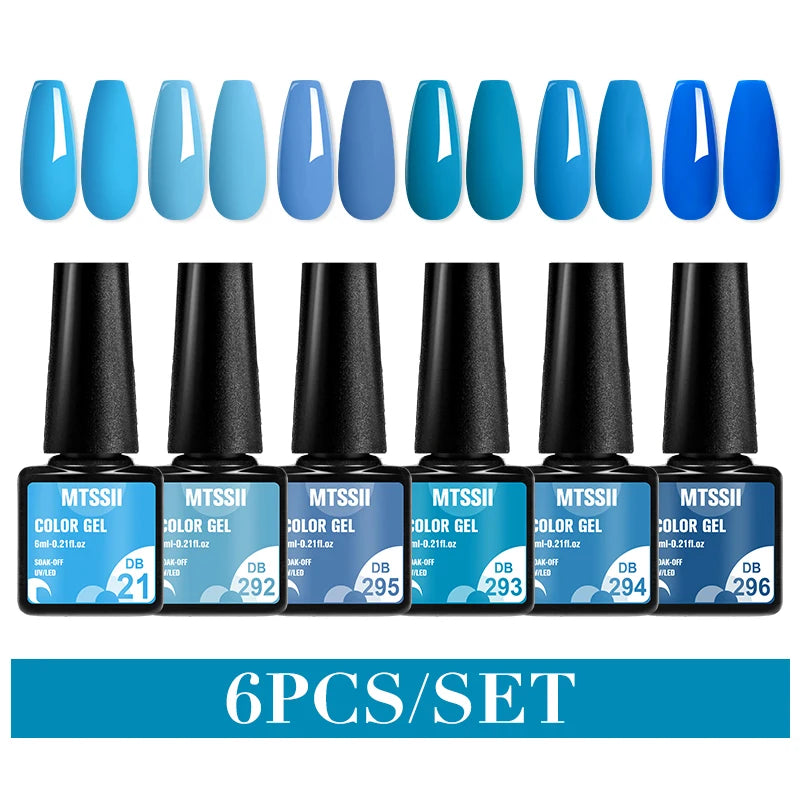 Mtssii 6PCS/Set Sparkly Nude Pink Gel Nail Polish Glitter Semi Permanent Nail Art LED UV Soak Off Gel Varnish Nail Supplies