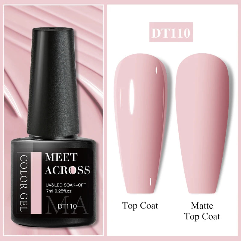 MEET ACROSS 7ml Black White Red Gel Nail Polish Glitter Semi Permanent Nail Supplies Gel Vernis for All-Season Nails Design