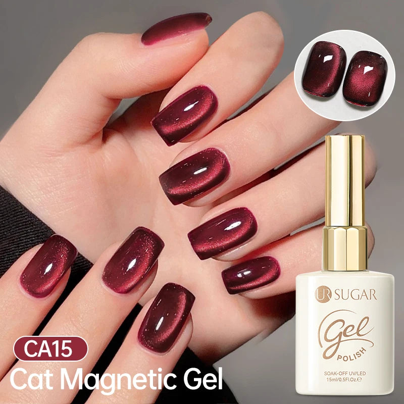 UR SUGAR 15ml Jelly Pink Cat Magnetic Gel Nail Polish Glitter ICE Soak Off Ceramic UV Gel Semi-permanent Nail Supplies Manicure