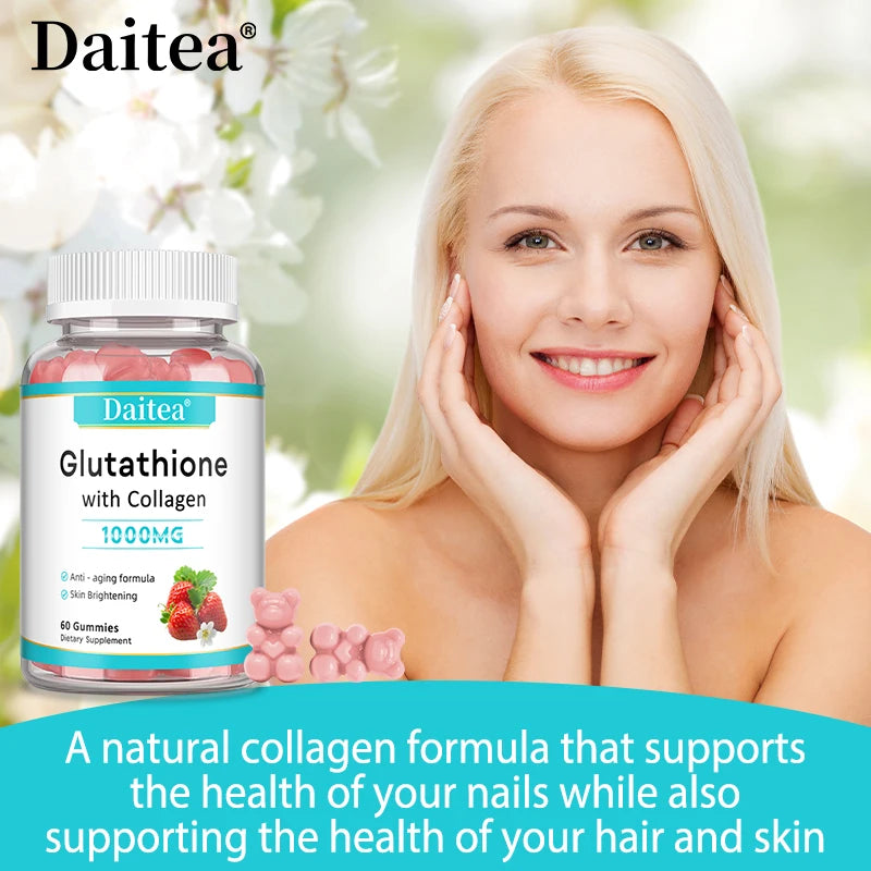 Glutathione Collagen Gummies, Collagen Gummies with Vitamin C, Glutathione Supplement for Women, Skin Brightening & Anti-Aging