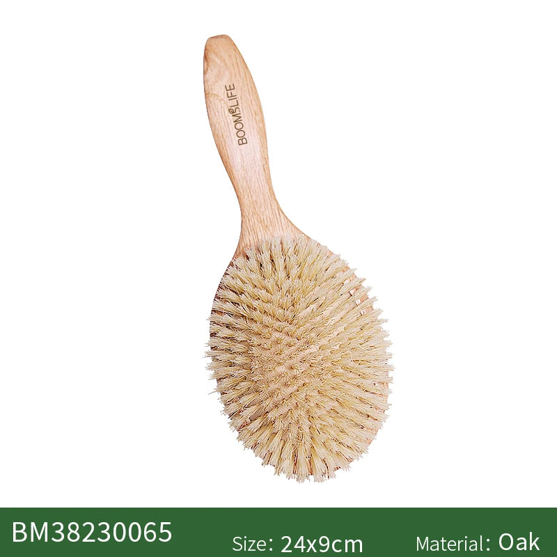BOOMSLIFE Soft Boar Bristle Hair Brush Women Custom Scalp Massage Detangle HairbrushOak Wood Comb for Hair  Barber Accessories