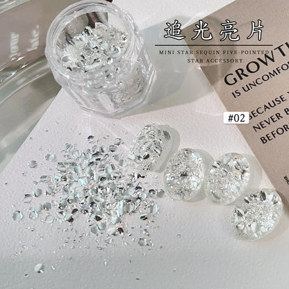 1/2Boxes 3D Sparkling Silver Nail Art Fairy Flakes Iridescent Laser Ultra-thin Dazzling Nail Glitter Sequins  Manicure Decoratio