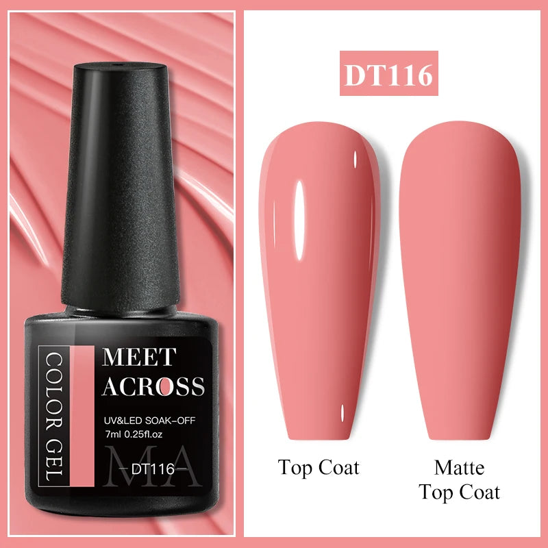 MEET ACROSS 7ml Black White Red Gel Nail Polish Glitter Semi Permanent Nail Supplies Gel Vernis for All-Season Nails Design