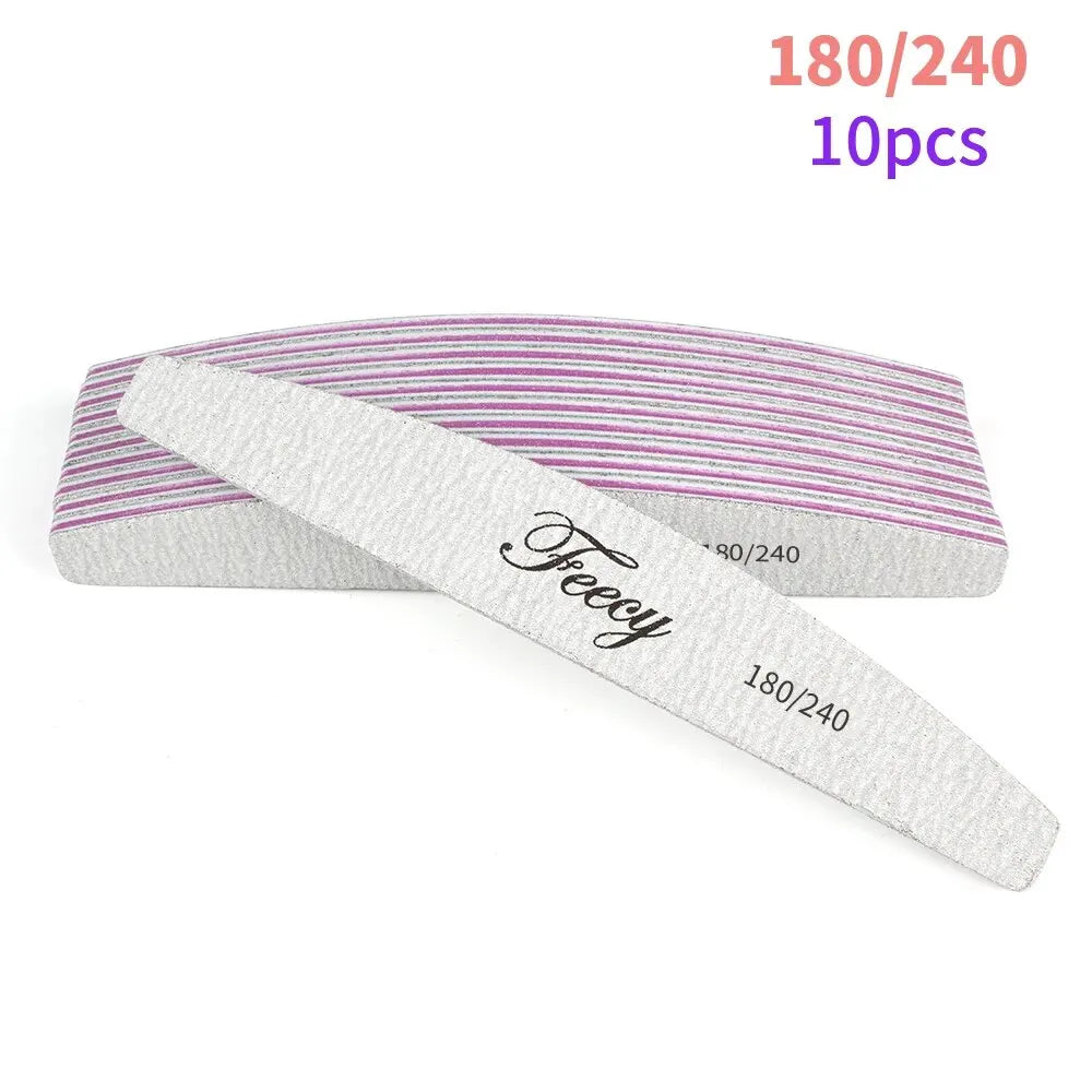 10Pcs/Lot Nail File Buffer Double Side Nail Files Buffer 80/100/150/180/240 Grit Limas Trimmer Lime Nail Art Ongle Manicure Tool