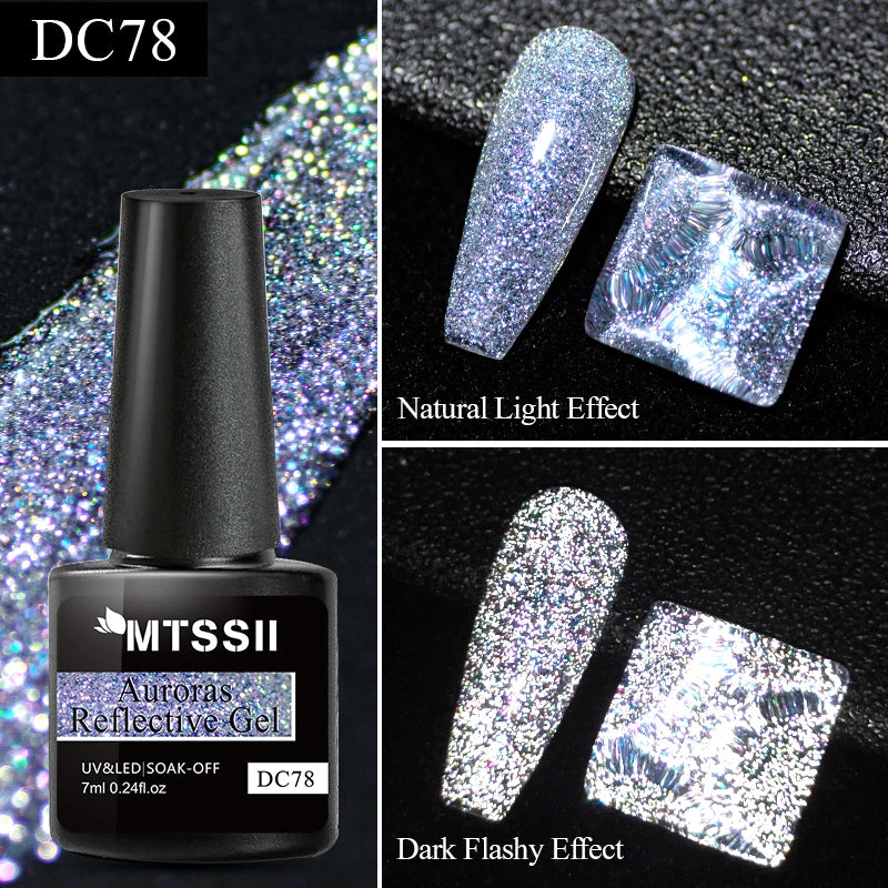 Mtssii 7ml Reflective Glitter Thermal Gel Nail Polish Color Changing Gel Semi-permanent Nail Art Varnishes Soak Off UV LED Gel