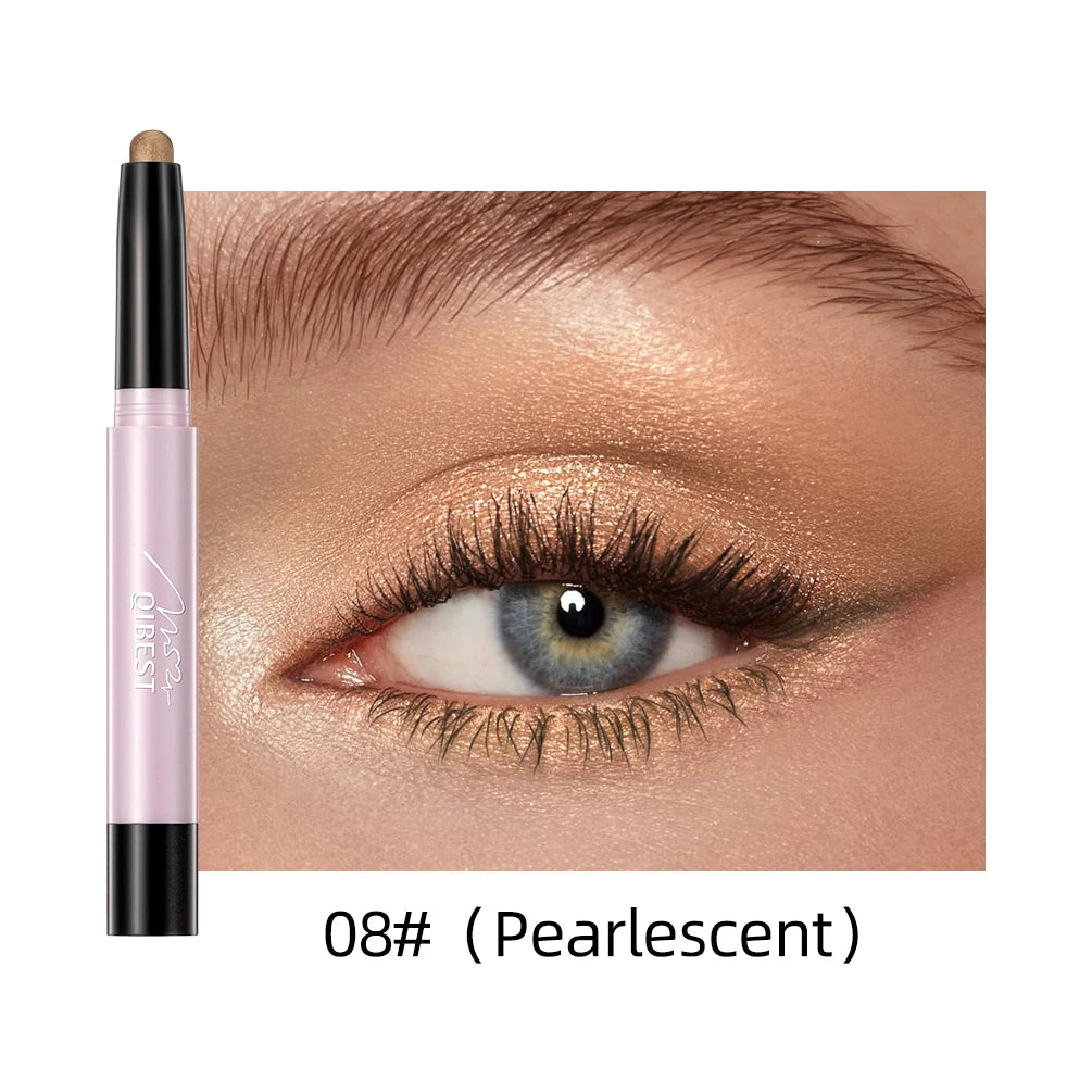 QIBEST 12 Colors Eyeshadow Sticker Cosmetics Shadows Pencil Eyeliner Highlighter Shimmer Pigment Professional Female Makeup