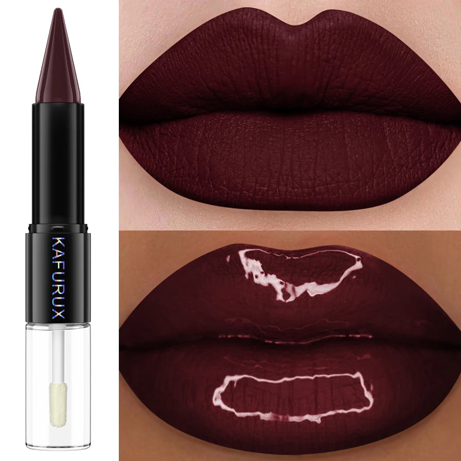 1PC Waterproof 2 In 1 Double Head Lipstick Lip Coat Set  Long Lasting Coat 24HR Makeup Gifts Lip Tint Plumper Lip Oil Lip Glaze