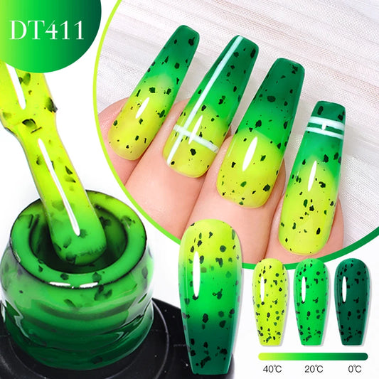 MEET ACROSS 7ml Eggshell Thermal Gel Nail Polish Temperature Changing Gradient Nail Art Varnish Winter Soak Off Gel For Nails