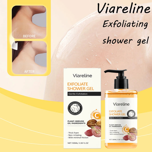 Viareline Exfoliating Body Shower Gel Gentle Remove Dead Skin Improve Roughness Smoothing Moisturizing Shower Gel