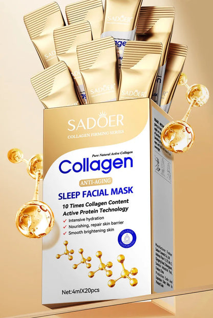30pcs SADOER Collagen Sleeping Facial Masks Face skincare Moisturizing Brightening Firming Hydrating Face Mask Facial Skin Care