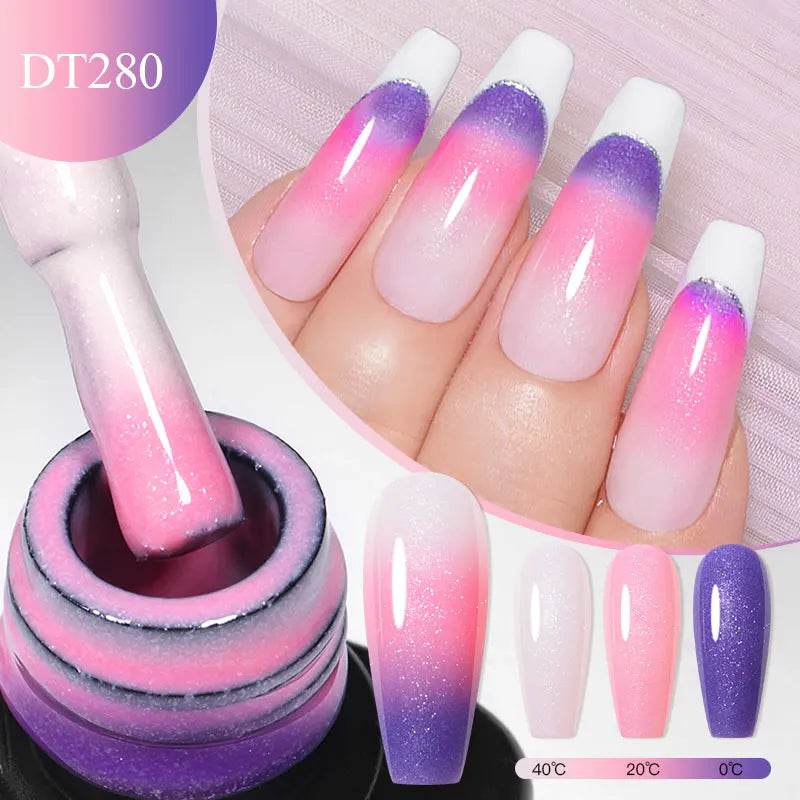 MEET ACROSS 7ml Eggshell Thermal Gel Nail Polish Temperature Changing Gradient Nail Art Varnish Winter Soak Off Gel For Nails