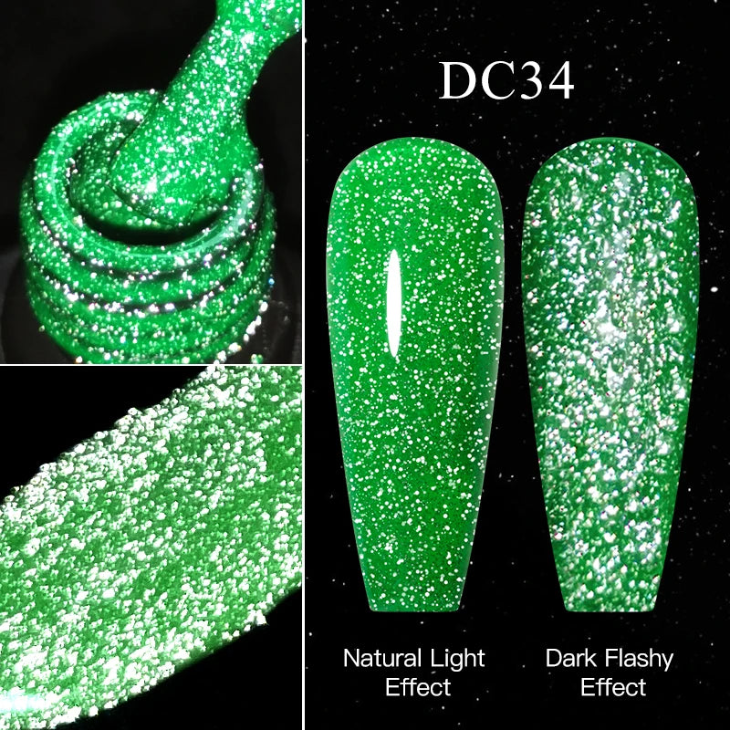 Mtssii 7ml Reflective Glitter Thermal Gel Nail Polish Color Changing Gel Semi-permanent Nail Art Varnishes Soak Off UV LED Gel