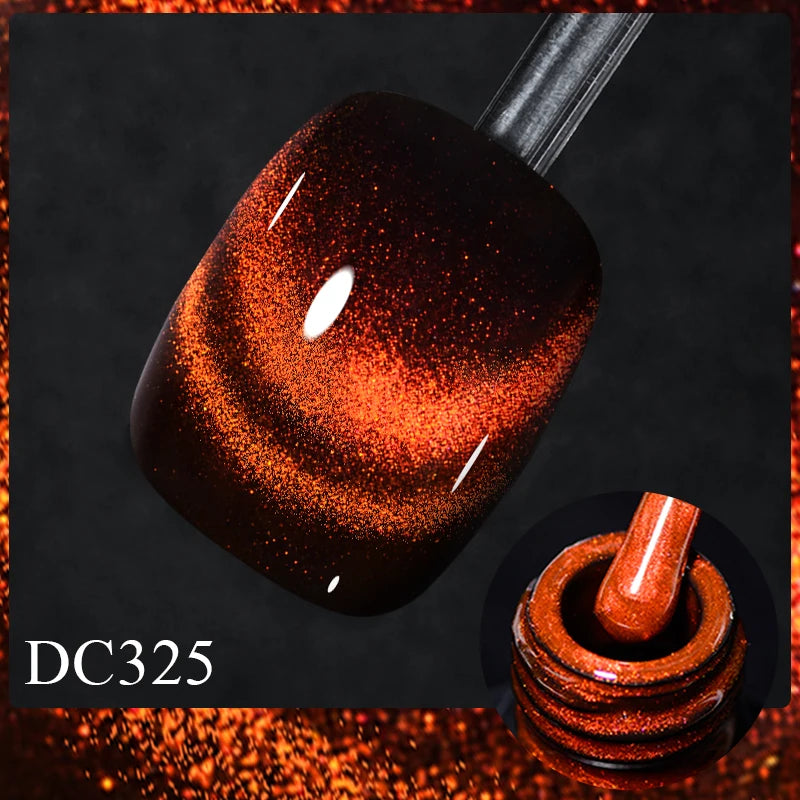 7ml Sparkling Glass Bead Cat Magnetic Gel Nail Polish Flash Black Spar Red Color Semi Permanent Soak Off UV Summer Gel Varnish