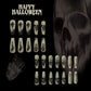 24PCs Halloween Nail Art Horror Black Skeleton Long Ballet Coffin Fake Nails Matte Press-on Nails with 1 Jelly Glue 1 Nail File
