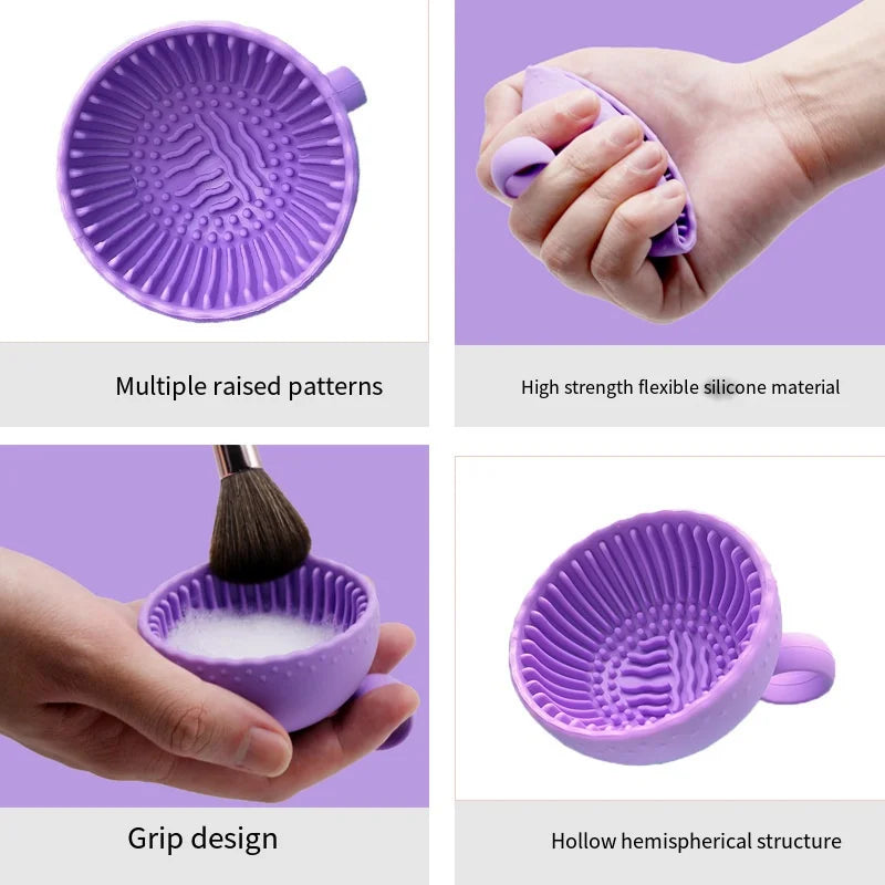 1pc Quick Clean Makeup Brush Cleaner Silicone Scrubber Box Beauty Egg Powder Puff Non-slip Deep Cleaning Bowl Clean Mat Tools