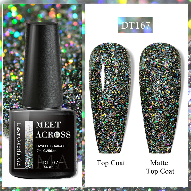 MEET ACROSS 7ml Purple Nail Gel Polish Semi Permanent Nail Art For Nails Decoration UV LED Painting Gel Varnish Nail Supplies