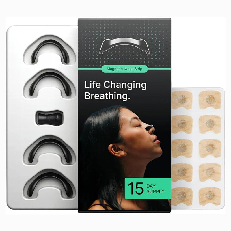 Skin Safe Nasal Strips,Intake Breathing Nasal Strip Starter Kit,Boost Oxygen,Reduce Snoring,Magnetic Nose Strips