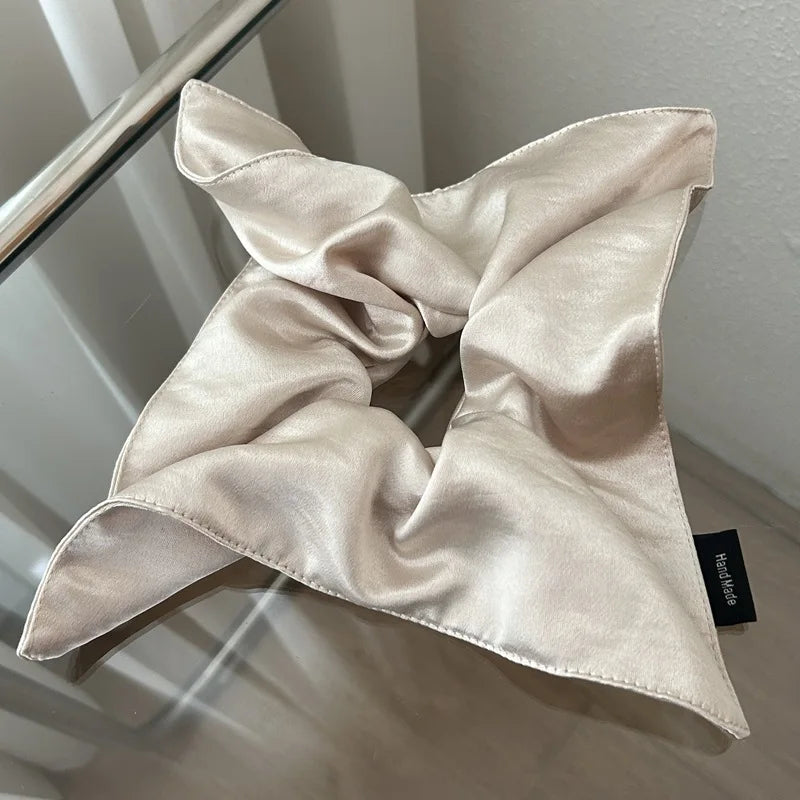 Satin Silk Square Scrunchies Elastic Hair Bands Women Girls Solid Ponytail Holder Large Hair Ties Rope Hair Accessories Fashion