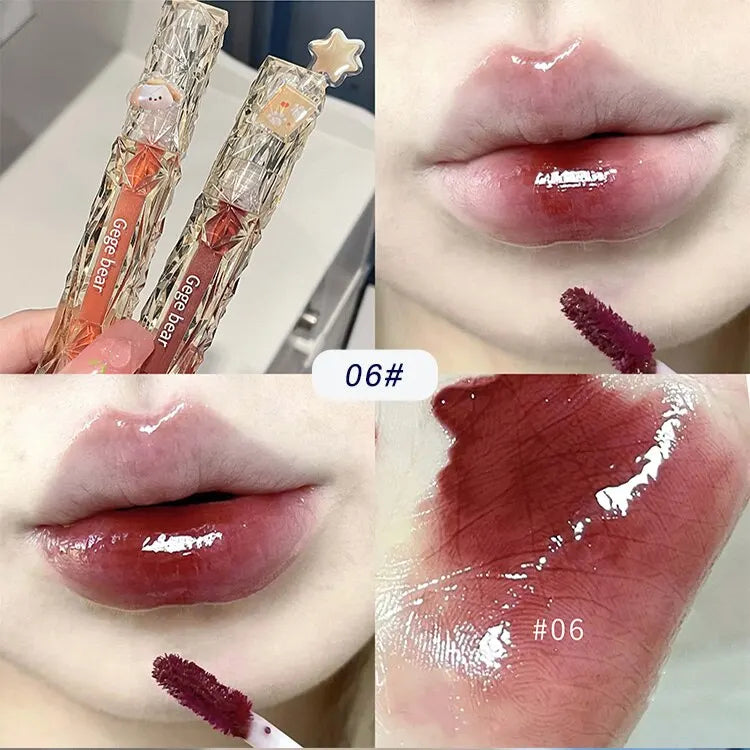 Gege Bear Crystal Mirror Water Lip Gloss – Hydrating, Ultra-Moisturizing, High Shine Glossy Lip Tint for Fuller Lips