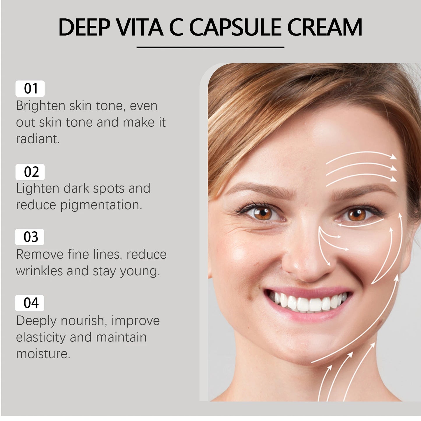 HOYGI Deep Vitamin C Face Cream Moisturizer Wrinkles Skin Radiance Glow Hydration Lightweight Skin Care Anti Aging Brightening