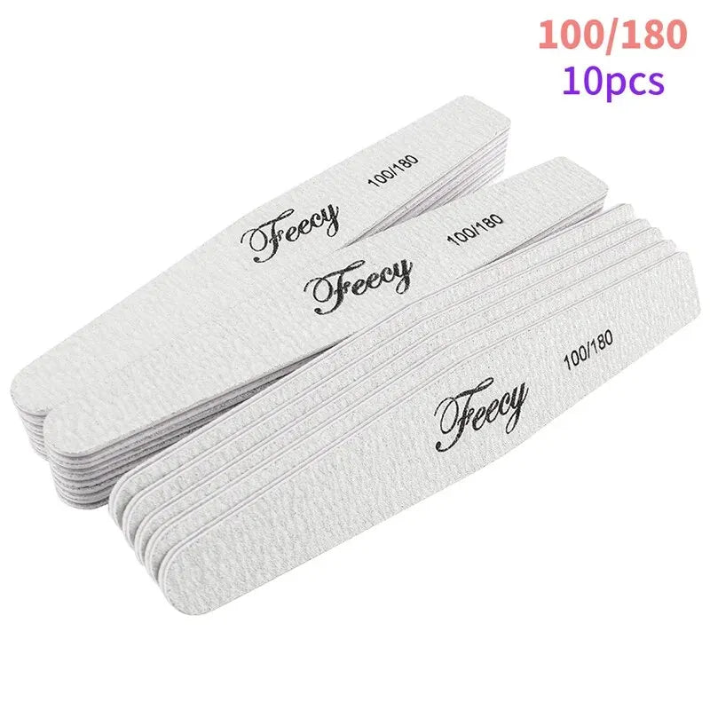 10Pcs/Lot Nail File Buffer Double Side Nail Files Buffer 80/100/150/180/240 Grit Limas Trimmer Lime Nail Art Ongle Manicure Tool