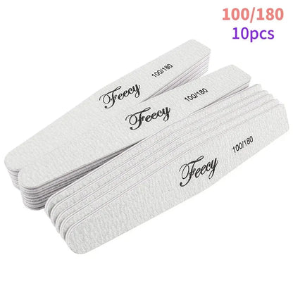10Pcs/Lot Nail File Buffer Double Side Nail Files Buffer 80/100/150/180/240 Grit Limas Trimmer Lime Nail Art Ongle Manicure Tool