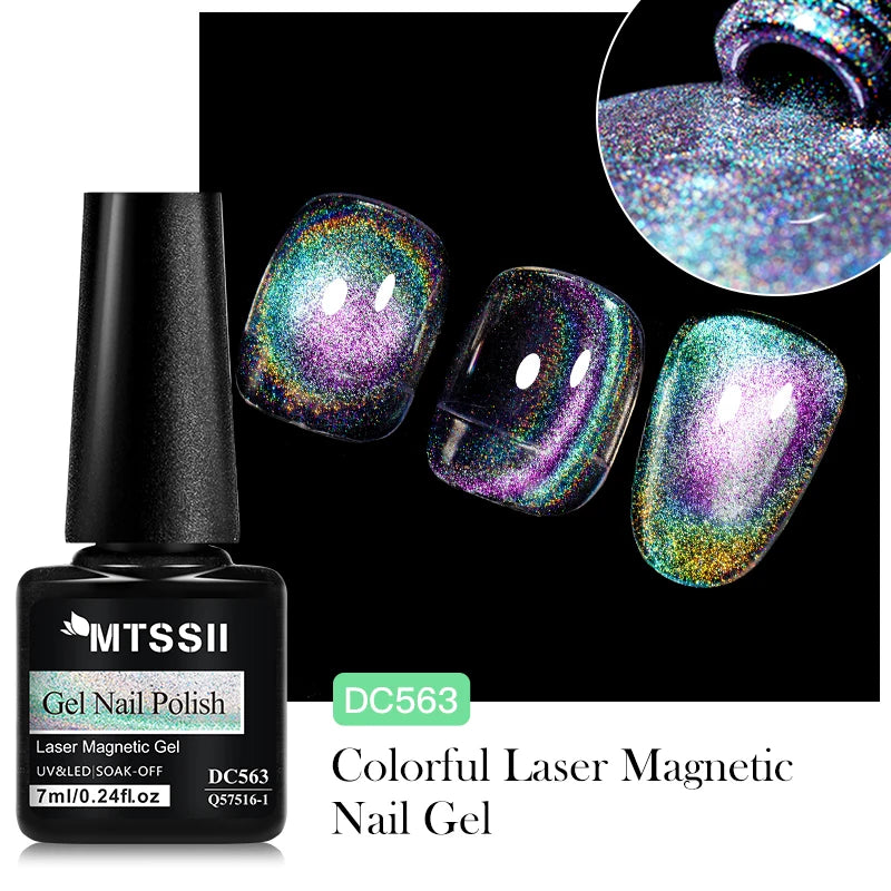 7ml Sparkling Glass Bead Cat Magnetic Gel Nail Polish Flash Black Spar Red Color Semi Permanent Soak Off UV Summer Gel Varnish